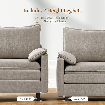 Vesgantti 40" Single Seat Sofa, Comfy Cloud Couch Deep Seat Upholstered Couch Chenille Modern Sofa with Armrest Pillow, Easy Assembly for Living Room, Bedroom and Apartment, Light Brown