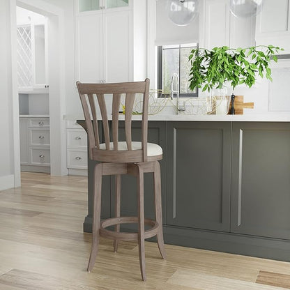 Hillsdale 29.5" Savana Wood Swival Bar Height Stool, Brown Gray
