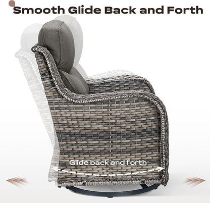 Rilyson Wicker Outdoor Patio Furniture Set - 8 Piece Patio Conversation Sets with Swivel Rocker Chairs, Ottomans, Sofa and Table, 6 inch Cushions, Deep Seating, for Porch Deck Mixed Grey/Grey