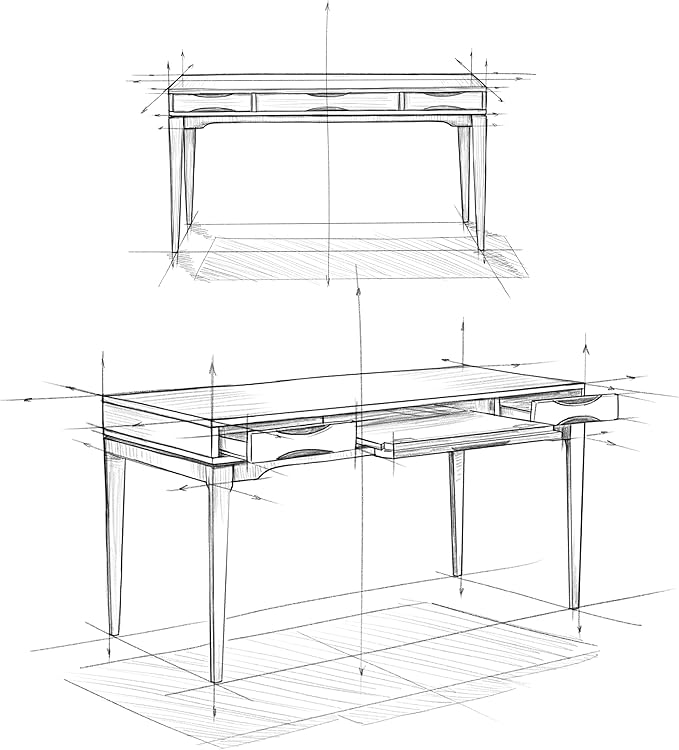 SIMPLIHOME Harper Desk - 60-Inch Wide Solid Hardwood Writing Desk in Black, Mid-Century Modern Home Office Computer Table for Workspace or Study with 2 Drawers and Flip-Down Keyboard Tray