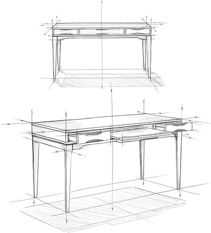 SIMPLIHOME Harper Desk - 60-Inch Wide Solid Hardwood Writing Desk in Light Golden Brown, Mid-Century Modern Home Office Computer Table for Study with 2 Drawers and Flip-Down Keyboard Tray