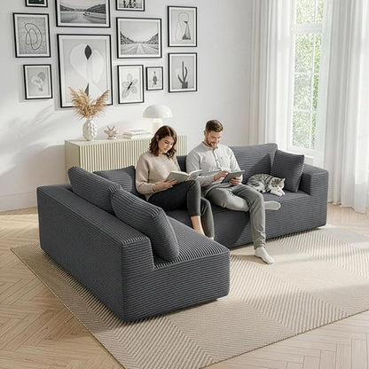 106" Cloud Modular Sectional Sofa Couch,L-Shape Modern Boneless Sectional Couch with Deep Seat,Upholstered Couches for Living Room Bedroom,No Assembly Required,Grey