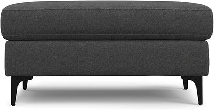 SIMPLIHOME Ava Ottoman in 100% Recycled Polyester Tightly Woven Performance Fabric, Pebble Grey, 36-inches Wide, Mid-Century Modern Multipurpose Table Ottoman or Footrest, Assembled, for Living Room
