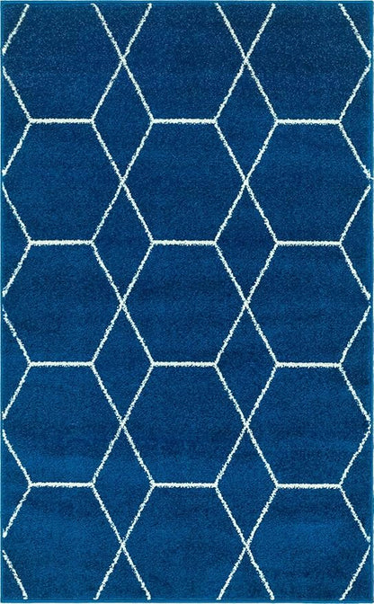 Unique Loom Trellis Frieze Collection Area Rug - Geometric (3' 3" x 5' 3", Navy Blue/ Ivory)