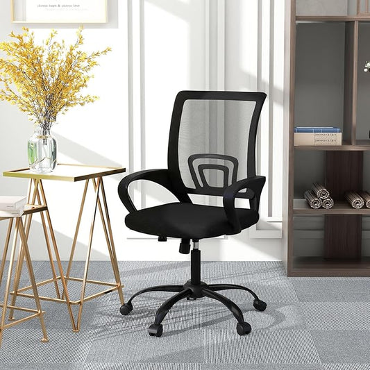 Bonzy Home Ergonomic Office Chairs Set of 6, Rolling Conference Chair with Wheels, Mesh Computer Desk Chair with 360°Swivel, Height Adjustable, 6 Pack