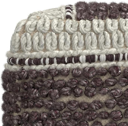 SIMPLIHOME Grady Contemporary Square Pouf in Magenta and Natural Handloom Woven for The Living Room, Bedroom and Kids Room