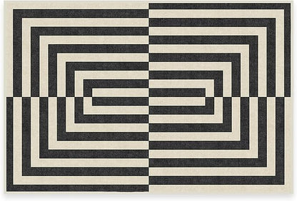 RUGGABLE x Jonathan Adler Machine Washable Modern Area Rug – Op Art Charcoal 2x3, Stain-Resistant, Non-Slip – Small Rugs for Living Room, Bedroom, Hallway, Entryway & Bathroom–with Standard Pad