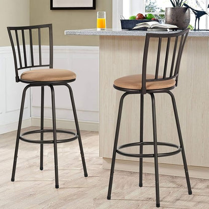 VECELO Adjustable Counter Stools,Bar Stools with 360 Degree Swivel Seat Top and Comfortable Round Seat Cushions,Steel Bistro Pub Chairs