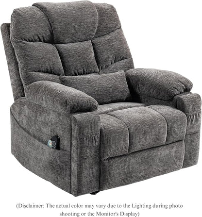 Power Lift Recliner for Elderly Adults, Dual Motor Lay Flat Lift Chair with Heat Massage, Cup Holder & Wireless Phone Charger, USB Type C Charging, Big Tall 400 lbs