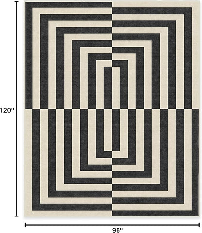 RUGGABLE x Jonathan Adler Machine Washable Modern Area Rug – Op Art Charcoal 8x10, Stain-Resistant, Non-Slip – Large Rugs for Living Room, Bedroom, Hallway, Entryway & Office–with Standard Pad