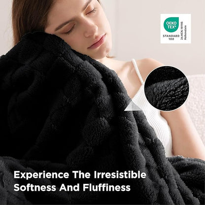 Bedsure GentleSoft King Size Blanket for Bed - Super Soft Cozy Blankets for Women Men Girls, Large Fuzzy Fleece Throw for Bedroom Decor, Black,108x90 Inches