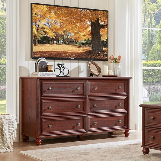 Farmhouse Dressers & Night Stand Set of 4, Wood 54" Wide Dresser & 35" Tall Chest of Drawers, 18" with Charging Station Nightstand Set of 2, Bedroom Furniture Dresser Set for Home Living Room Hallway