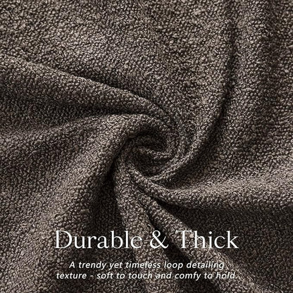 Foindtower Pack of 2 Textured Boucle Throw Pillow Covers Accent Solid Decorative Lumbar Pillow Cases Cozy Couch Cushion Case for Sofa Living Room Home Decor, 12 x 20 Inch,Dark Brown