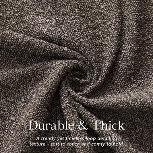 Foindtower Pack of 2 Textured Boucle Throw Pillow Covers Accent Solid Decorative Pillow Cases Cozy Woven Couch Cushion Case for Sofa Bedroom Living Room Home Decor, 18 x 18 Inch,Dark Brown