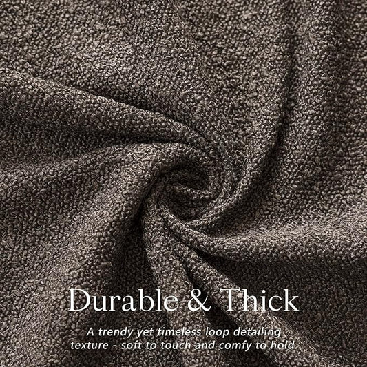 Foindtower Set of 2, Decorative Textured Boucle Throw Pillow Covers Accent Solid Pillow Cases Neutral Soft Cozy Couch Cushion Case for Chair Sofa Bedroom Living Room Home Decor 16 x 16 Inch Dark Brown