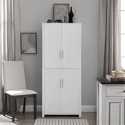 Crosley Furniture Savannah Tall Pantry Storage Cabinet with Shelves, Kitchen, Dining, or Laundry Room, White