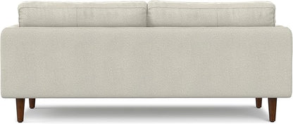 SIMPLIHOME Livingston 76-inch Wide Sofa in Cream White Woven-Blend Fabric, Handcrafted Loveseat Couch for Living Room or Family Room, Mid-Century Modern Style, Solid Wood Frame