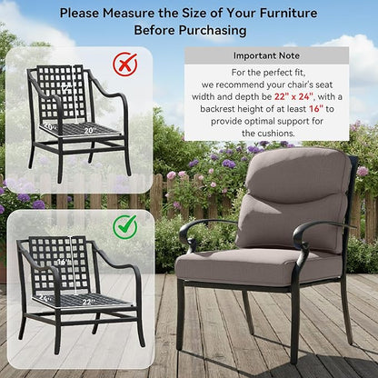 8-Piece Outdoor Patio Cushion Set - Fade & Water Resistant with Removable Olefin Cover, 22x24x4 Inch Memory Foam Cushions for Wicker Sectional Sofa – Grey/Crescent