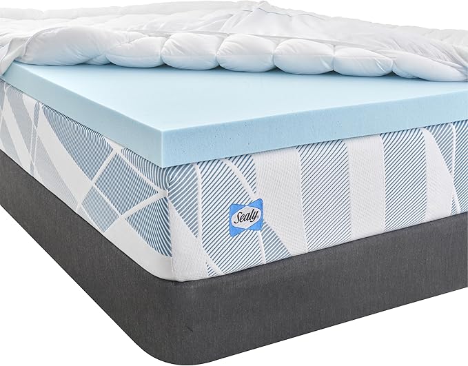 Sealy Dreamlife 3” Gel Memory Foam King Mattress Topper with 1” Quilted Cooling Cover, SealyComfort Gel Foam, SealyCool Poly Blend Cover