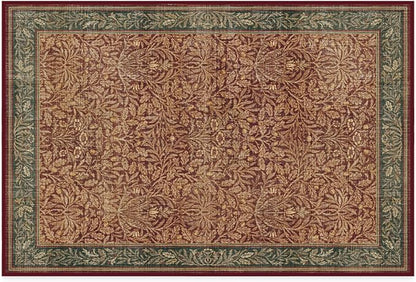 RUGGABLE x Morris & Co Machine Washable Christmas Area Rug – Acorn Amber Red 2x3, Stain-Resistant, Non-Slip – Small Rugs for Living Room, Bedroom, Hallway, Entryway & Bathroom–with Cushioned Pad