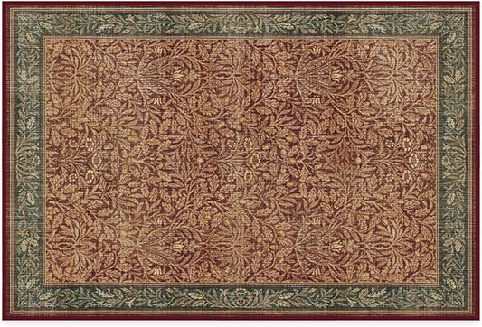 RUGGABLE x Morris & Co Machine Washable Christmas Area Rug – Acorn Amber Red 2x3, Stain-Resistant, Non-Slip – Small Rugs for Living Room, Bedroom, Hallway, Entryway & Bathroom–with Cushioned Pad