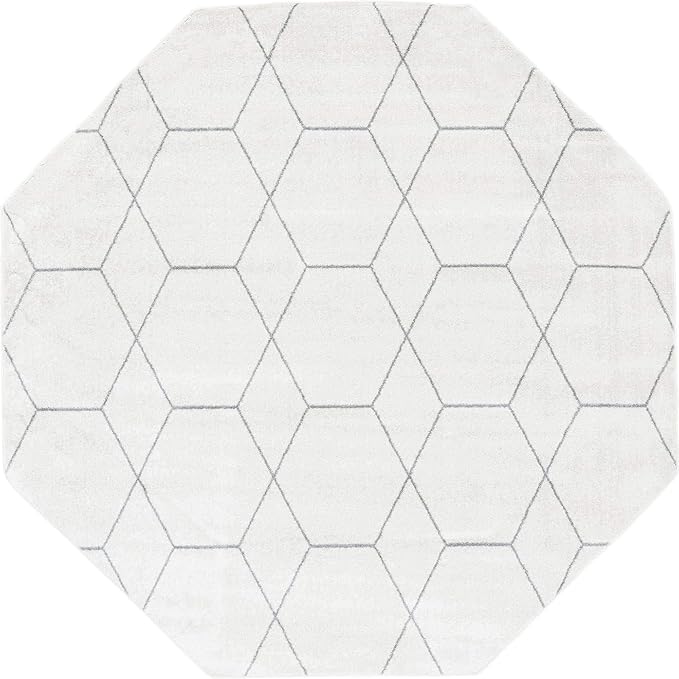 Unique Loom Trellis Frieze Collection Area Rug - Geometric (7' 10" Octagon, Ivory/ Gray)