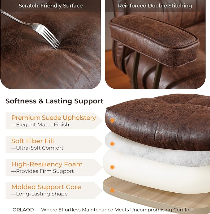 Ergonomic Office Chair Comfy with Lumbar Support, High Back Suede Leather Rolling Executive Desk Chair for Home Office & Gaming, 360° Swivel, 300lbs (Dark Brown)