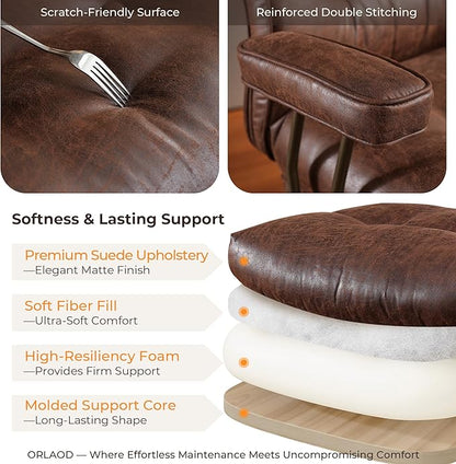 Ergonomic Office Chair Comfy with Lumbar Support, High Back Suede Leather Rolling Executive Desk Chair for Home Office & Gaming, 360° Swivel, 300lbs (Dark Brown)