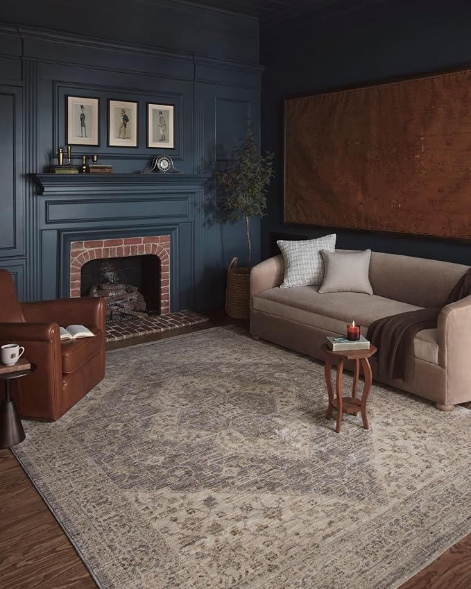 Loloi Magnolia Home by Joanna Gaines Junie Collection JUE-05 Denim/Natural 9'-6" x 9'-6", .38" Pile Height, Round Area Rug