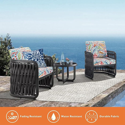 JMGBird Outdoor Chair Cushion Tufted Pillow, Deep Seat Outdoor Cushion Set 19"x19" Seat Cushions for Outdoor Furniture