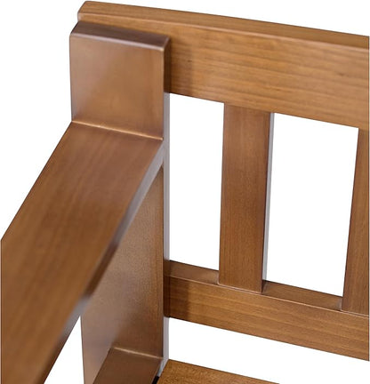 SIMPLIHOME Brooklyn Entryway Storage Bench - 48 inch Wide Solid Wood Storage Seat in Medium Saddle Brown, Contemporary Bench for Entryway or Living Room with Lift-Up Lid and Slatted Backrest