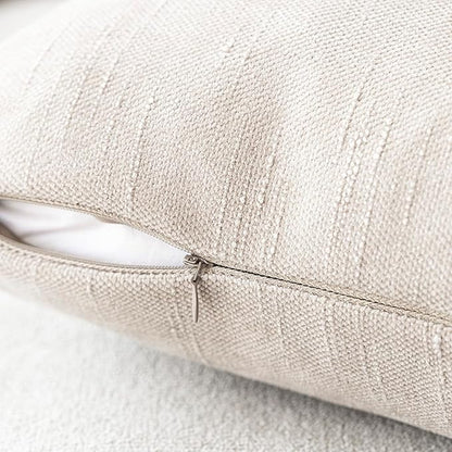 Foindtower Pack of 2 Soft Textured Throw Decorative Pillow Covers Square Accent Solid Cushion Cover Cozy Farmhouse Pillow Case with Zipper for Couch Sofa Bedroom Living Room 16x16 Inch, Light Beige