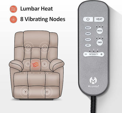 MCombo Power Lift Recliner Chair Sofa with Massage and Heat, Adjustable Headrest, 3 Positions, USB Ports, for Elderly People, Faux Leather 7533