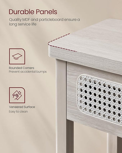 VASAGLE Console Table, Sofa Table, Narrow Entryway Table with 2 Drawers, Open Storage Shelf, Rounded Corners, for Living Room, Boho Style, Oatmeal Beige ULNT016K66