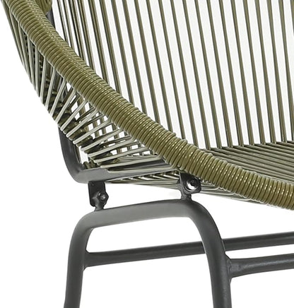 Christopher Knight Home Dessa 3 Piece Patio Furniture Set, Patio Wicker Accent Chair Set of 2 and Loveseat, Metal Frame 4 Seater Outdoor Papasan Lounge Chair Set, PE Rattan Outdoor Bistro Set, Green
