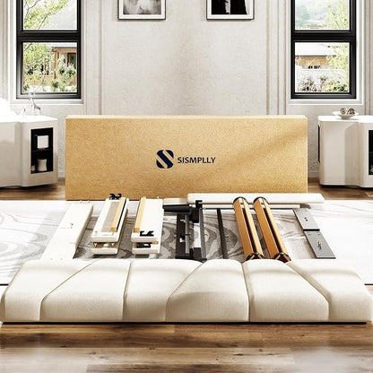 Queen Size Platform Bed Frame with Upholstered Headboard, Wooden Slats Support, Noise Free, No Box Spring Needed, Easy Assembly, Beige, Velvet
