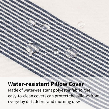 Outdoor Cushion Set for Patio Furniture Deep Seat Chair Cushions Weather Resistant Sofa Chair Pad, 24.4x23.6 Inch, Blue Stripe