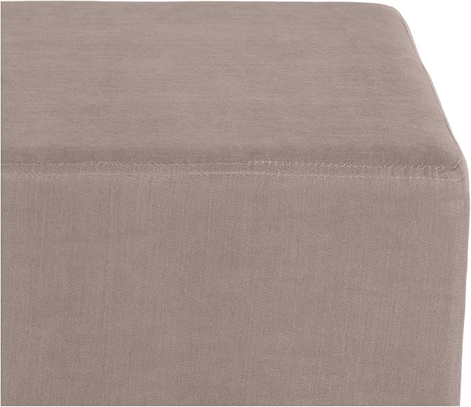Seville Classics Cushioned Fabric Ottoman Hidden Storage Chest Footrest Chair, Padded Seat for Bedroom, Dorm, Loft, Living Room, Entryway, Hallway, Cork/Taupe, 15" Cube