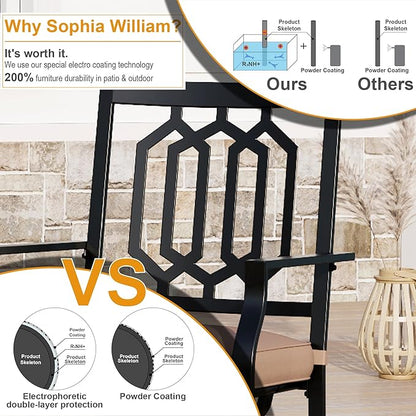 Sophia & William Outdoor Metal Swivel Chairs Set of 6 Patio Dining Rocker Chair with Cushion Furniture Set for Garden Backyard Bistro, 300 lbs