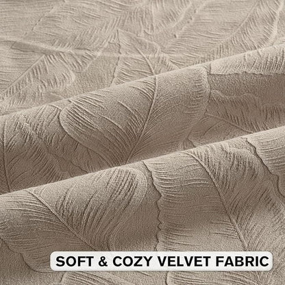 FUTEI Oatmeal Velvet Throw Pillow Covers 22x22 Inch Set of 2,Soft Embossed Leaf-Relief Textured Cushion Cases,Natural Home Decor for Couch Living Room