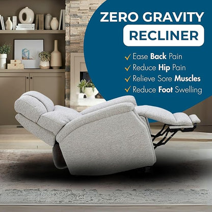 Power Lift Recliner Chair for Elderly - Electric Powered Recliner with Zero Gravity, 360 lbs Capacity, Extended Leg Support, USB, Supportive Design for Seniors, Light Gray