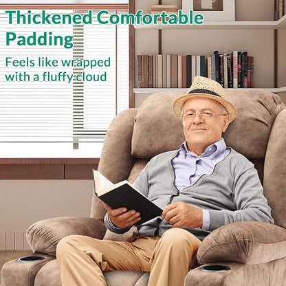 VIVIJASON Tall Man Dual Motor Power Lift Recliner Chair with Extended Footrest, Oversized Lay Flat Sleeper Electric Recliner W/Heat & Massage, Lumbar Pillow, USB & Type-C Ports, Infinite Position