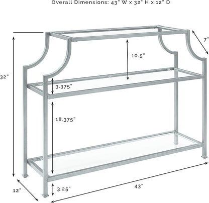 Crosley Furniture Aimee Sofa Console Table with Storage Shelves for Hall, Entryway, or Living Room, Gold and Glass