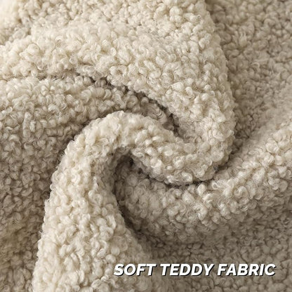 FUTEI Beige Throw Pillow Covers 22x22 Inch Set of 2,Furry Faux Fur Teddy Boucle Textured Cushion Covers,Soft Fluffy Decorative Pillow Case,Home Decor for Couch Bed Living Room Office Car