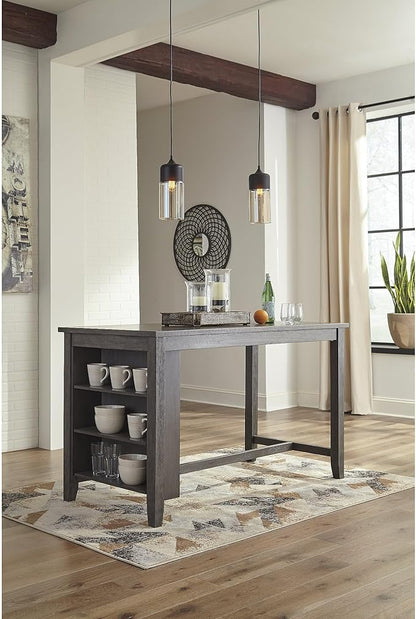 Signature Design by Ashley Caitbrook Rustic Counter Height Dining Table with Storage, Dark Gray