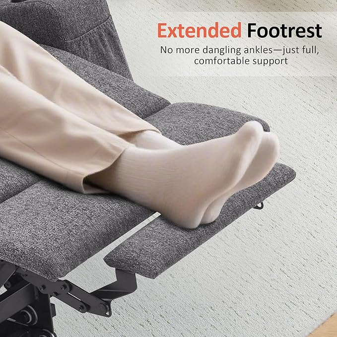 MCombo Small Power Lift Recliner Chair for Elderly, Petite Power Lift Chair with Heat and Massage for Seniors, Cup Holders, USB & Type C Ports, Fabric 7141 (Grey)