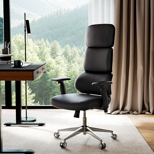 EUREKA ERGONOMIC Remi High Back Office Chair, PU Leather Office Chair with Wheels, Leather Desk Chair, Executive Office Chair Comfy for Home & Office, Black