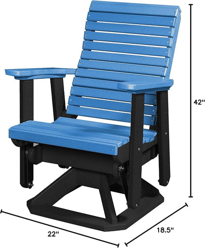 DutchCrafters Modern Horizontal Slat High Back Poly Glider Chair Outdoor Patio Furniture (Black & Blue)