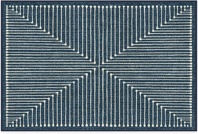 RUGGABLE x Jonathan Adler Machine Washable Modern Area Rug – Inkdrop Lapis Blue 2x3, Stain-Resistant, Non-Slip – Small Rugs for Living Room, Bedroom, Hallway, Entryway & Bathroom–with Standard Pad