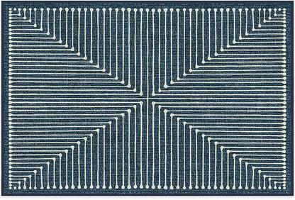 RUGGABLE x Jonathan Adler Machine Washable Modern Area Rug – Inkdrop Lapis Blue 2x3, Stain-Resistant, Non-Slip – Small Rugs for Living Room, Bedroom, Hallway, Entryway & Bathroom–with Standard Pad